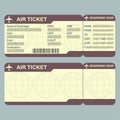 Airline boarding pass ticket template. Detailed blank of airplane ticket. Vector illustration Royalty Free Stock Photo